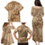 Brown Bula Fiji Family Matching Puletasi and Hawaiian Shirt Fijian Dance Fan Tapa Cloth Pattern