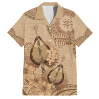 Brown Bula Fiji Family Matching Summer Maxi Dress and Hawaiian Shirt Fijian Dance Fan Tapa Cloth Pattern