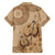 Brown Bula Fiji Hawaiian Shirt Fijian Dance Fan Tapa Cloth Pattern