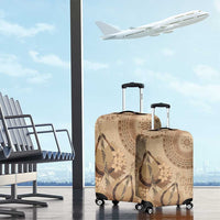 Brown Bula Fiji Luggage Cover Fijian Dance Fan Tapa Cloth Pattern