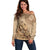 Brown Bula Fiji Off Shoulder Sweater Fijian Dance Fan Tapa Cloth Pattern