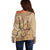 Brown Bula Fiji Off Shoulder Sweater Fijian Dance Fan Tapa Cloth Pattern