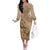 Brown Bula Fiji Off The Shoulder Long Sleeve Dress Fijian Dance Fan Tapa Cloth Pattern