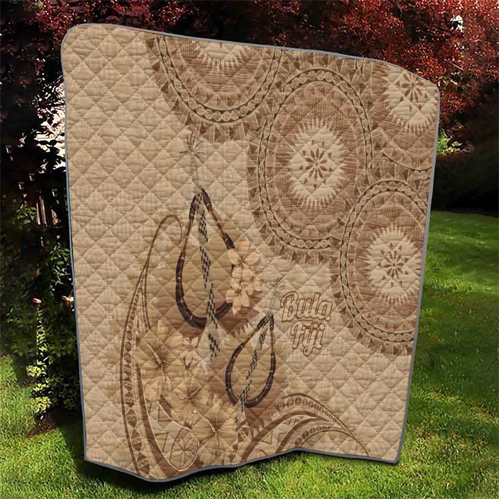 Brown Bula Fiji Quilt Fijian Dance Fan Tapa Cloth Pattern