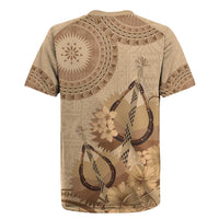 Brown Bula Fiji Rugby Jersey Fijian Dance Fan Tapa Cloth Pattern