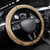 Brown Bula Fiji Steering Wheel Cover Fijian Dance Fan Tapa Cloth Pattern