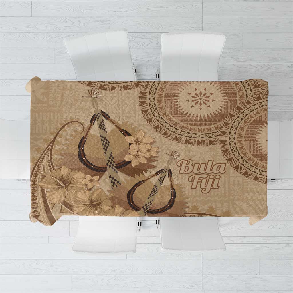 Brown Bula Fiji Tablecloth Fijian Dance Fan Tapa Cloth Pattern