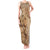 Brown Bula Fiji Tank Maxi Dress Fijian Dance Fan Tapa Cloth Pattern