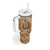 Brown Bula Fiji Tumbler With Handle Fijian Dance Fan Tapa Cloth Pattern