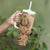 Brown Bula Fiji Tumbler With Handle Fijian Dance Fan Tapa Cloth Pattern