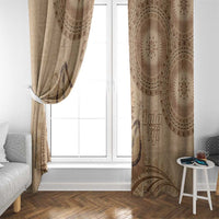 Brown Bula Fiji Window Curtain Fijian Dance Fan Tapa Cloth Pattern