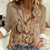 Brown Bula Fiji Women Casual Shirt Fijian Dance Fan Tapa Cloth Pattern