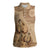Brown Bula Fiji Women Sleeveless Polo Shirt Fijian Dance Fan Tapa Cloth Pattern
