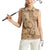 Brown Bula Fiji Women Sleeveless Polo Shirt Fijian Dance Fan Tapa Cloth Pattern