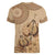 Brown Bula Fiji Women V-Neck T-Shirt Fijian Dance Fan Tapa Cloth Pattern
