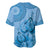 Blue Bula Fiji Baseball Jersey Fijian Dance Fan Tapa Cloth Pattern