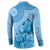 Blue Bula Fiji Button Sweatshirt Fijian Dance Fan Tapa Cloth Pattern