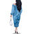 Blue Bula Fiji Family Matching Off The Shoulder Long Sleeve Dress and Hawaiian Shirt Fijian Dance Fan Tapa Cloth Pattern