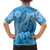 Blue Bula Fiji Family Matching Short Sleeve Bodycon Dress and Hawaiian Shirt Fijian Dance Fan Tapa Cloth Pattern