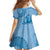 Blue Bula Fiji Family Matching Summer Maxi Dress and Hawaiian Shirt Fijian Dance Fan Tapa Cloth Pattern