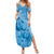 Blue Bula Fiji Family Matching Summer Maxi Dress and Hawaiian Shirt Fijian Dance Fan Tapa Cloth Pattern