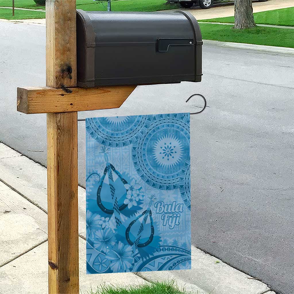 Blue Bula Fiji Garden Flag Fijian Dance Fan Tapa Cloth Pattern