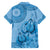 Blue Bula Fiji Hawaiian Shirt Fijian Dance Fan Tapa Cloth Pattern