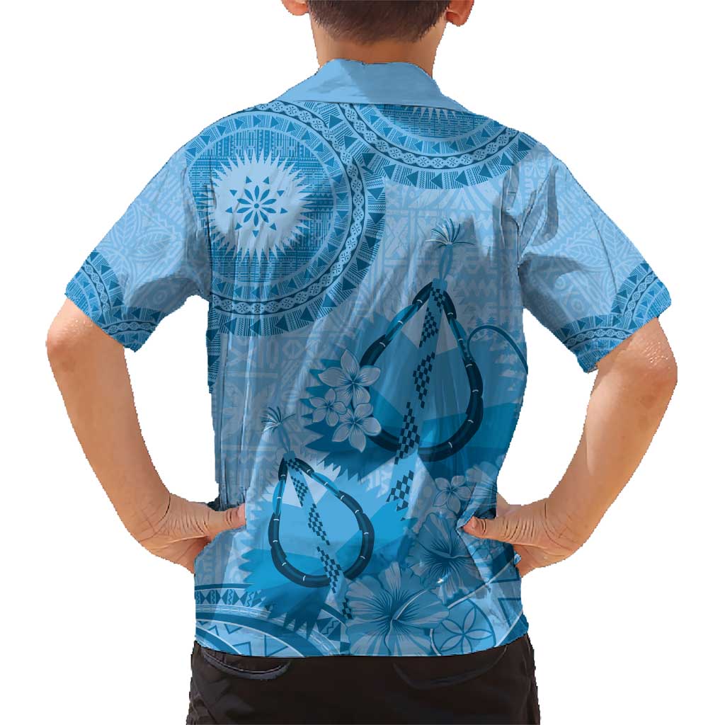 Blue Bula Fiji Hawaiian Shirt Fijian Dance Fan Tapa Cloth Pattern