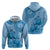 Blue Bula Fiji Hoodie Fijian Dance Fan Tapa Cloth Pattern