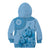 Blue Bula Fiji Kid Hoodie Fijian Dance Fan Tapa Cloth Pattern