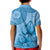 Blue Bula Fiji Kid Polo Shirt Fijian Dance Fan Tapa Cloth Pattern