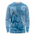 Blue Bula Fiji Long Sleeve Shirt Fijian Dance Fan Tapa Cloth Pattern