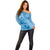 Blue Bula Fiji Off Shoulder Sweater Fijian Dance Fan Tapa Cloth Pattern