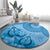 Blue Bula Fiji Round Carpet Fijian Dance Fan Tapa Cloth Pattern