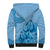 Blue Bula Fiji Sherpa Hoodie Fijian Dance Fan Tapa Cloth Pattern