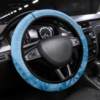 Blue Bula Fiji Steering Wheel Cover Fijian Dance Fan Tapa Cloth Pattern