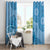 Blue Bula Fiji Window Curtain Fijian Dance Fan Tapa Cloth Pattern