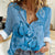 Blue Bula Fiji Women Casual Shirt Fijian Dance Fan Tapa Cloth Pattern