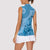 Blue Bula Fiji Women Sleeveless Polo Shirt Fijian Dance Fan Tapa Cloth Pattern