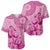 Pink Bula Fiji Baseball Jersey Fijian Dance Fan Tapa Cloth Pattern