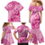 Pink Bula Fiji Family Matching Mermaid Dress and Hawaiian Shirt Fijian Dance Fan Tapa Cloth Pattern