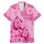Pink Bula Fiji Family Matching Mermaid Dress and Hawaiian Shirt Fijian Dance Fan Tapa Cloth Pattern