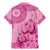 Pink Bula Fiji Family Matching Mermaid Dress and Hawaiian Shirt Fijian Dance Fan Tapa Cloth Pattern