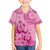 Pink Bula Fiji Family Matching Off The Shoulder Long Sleeve Dress and Hawaiian Shirt Fijian Dance Fan Tapa Cloth Pattern