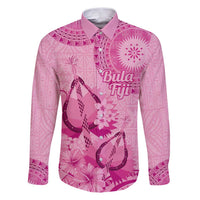 Pink Bula Fiji Family Matching Puletasi and Hawaiian Shirt Fijian Dance Fan Tapa Cloth Pattern