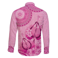Pink Bula Fiji Family Matching Puletasi and Hawaiian Shirt Fijian Dance Fan Tapa Cloth Pattern