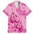 Pink Bula Fiji Family Matching Short Sleeve Bodycon Dress and Hawaiian Shirt Fijian Dance Fan Tapa Cloth Pattern