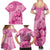 Pink Bula Fiji Family Matching Summer Maxi Dress and Hawaiian Shirt Fijian Dance Fan Tapa Cloth Pattern