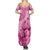 Pink Bula Fiji Family Matching Summer Maxi Dress and Hawaiian Shirt Fijian Dance Fan Tapa Cloth Pattern