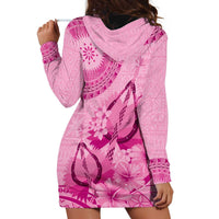 Pink Bula Fiji Hoodie Dress Fijian Dance Fan Tapa Cloth Pattern